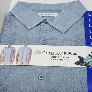 Cubavera Men's Light Blue Linen Blend Shirt Large